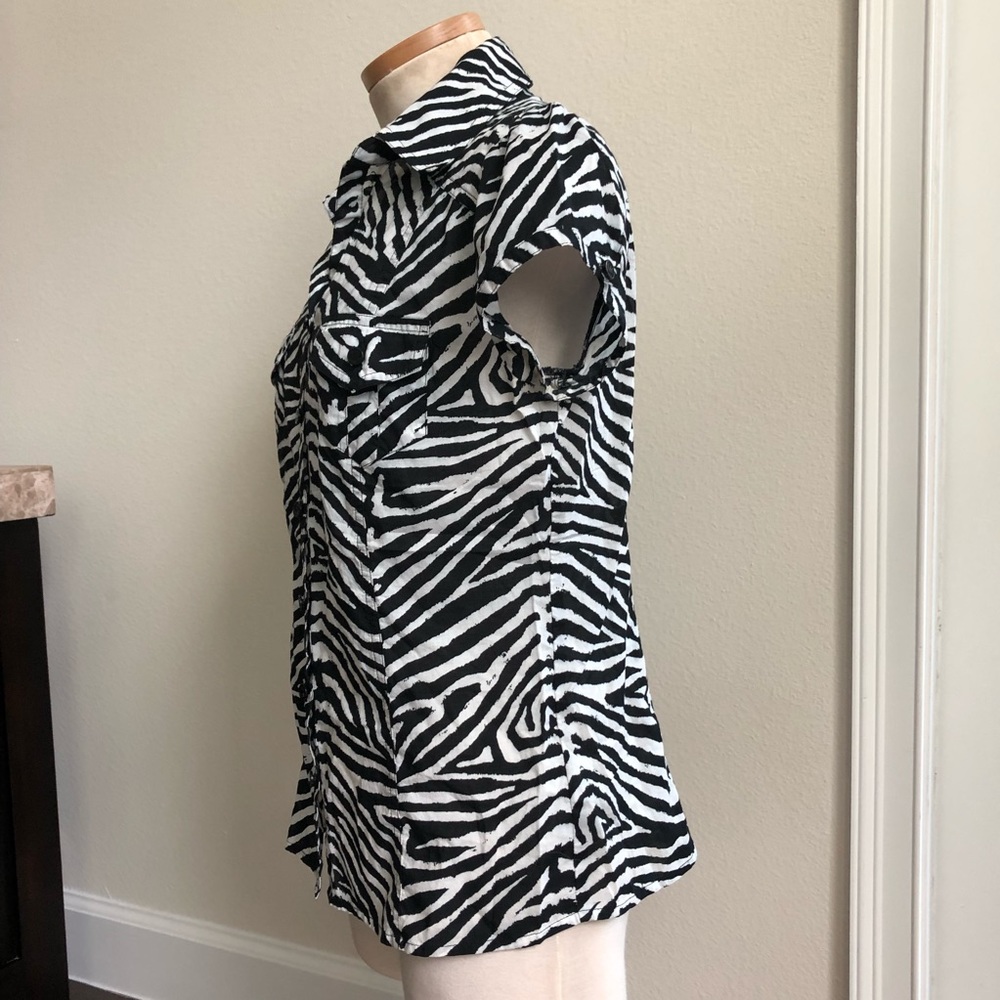 Michael Kors Zebra Print Button Down Career Shirt - Picture 5 of 10